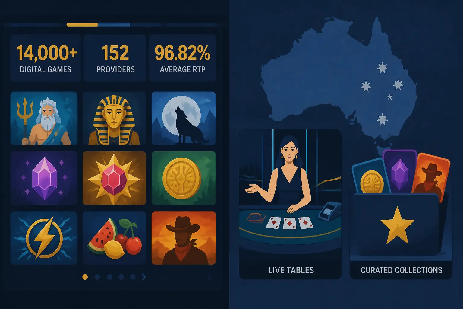 Lucky Dreams Slots and Pokies Library visual guide for Lucky Dreams Casino