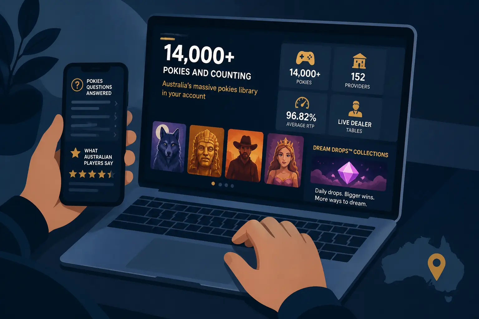 Lucky Dreams Casino Online Pokies visual guide for Lucky Dreams Casino